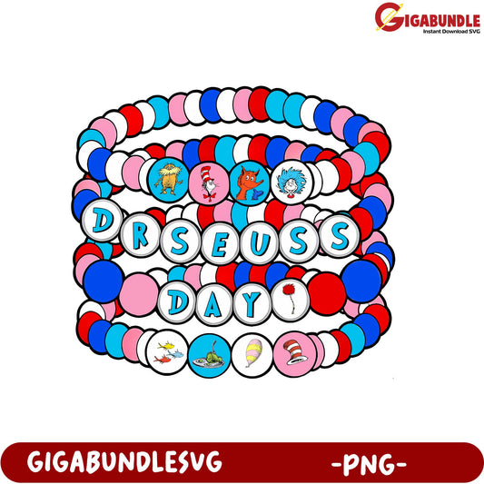 Festive Dr. Seuss Day Bracelet Design in Colorful PNG Format