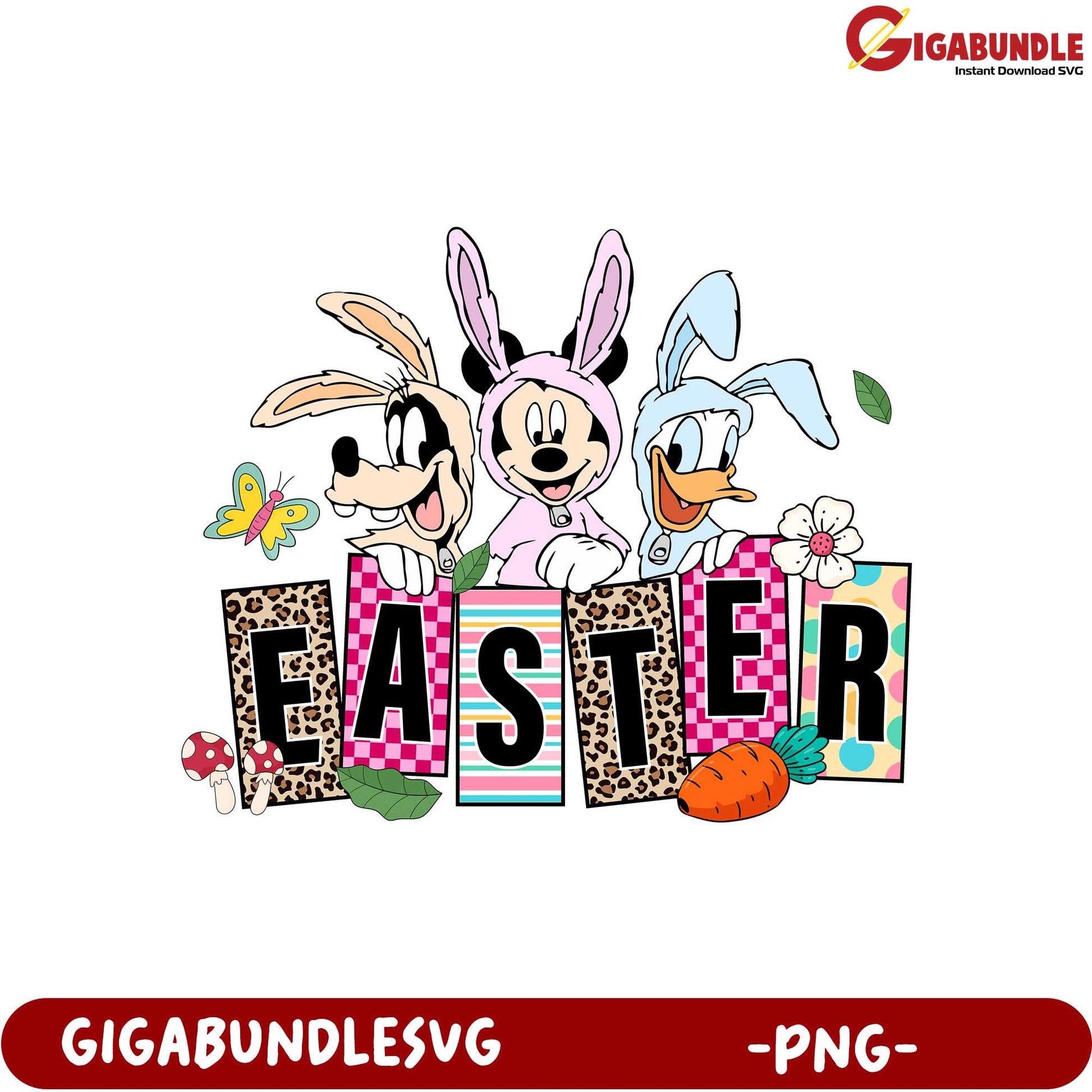 Festive Easter PNG Artwork with Mickey and Friends Design