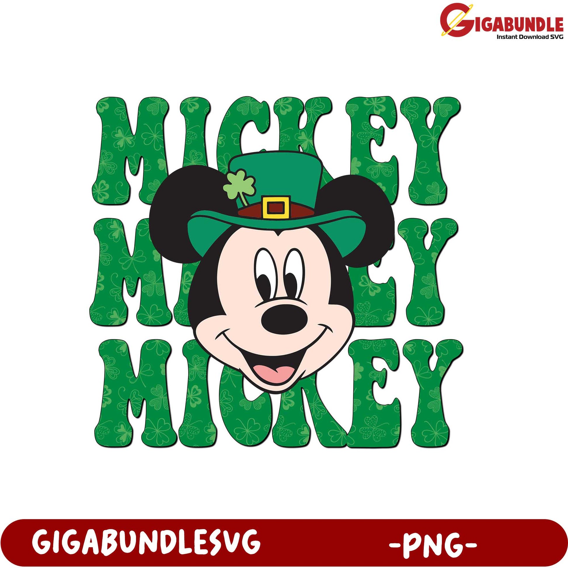 Festive St. Patrick's Day Mickey Mouse PNG Graphic Design