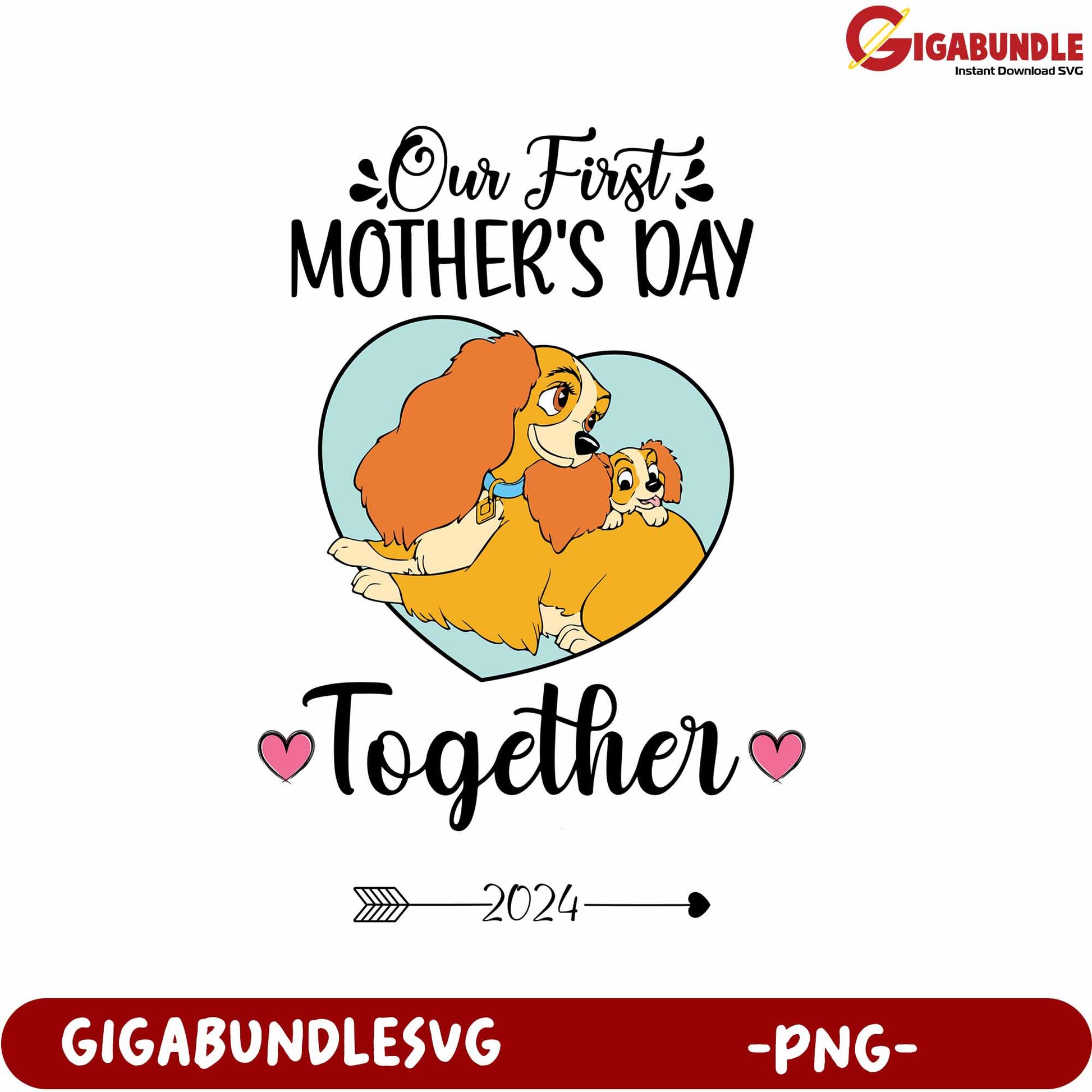 First Mother's Day Together 2024 Cute Dog PNG Design