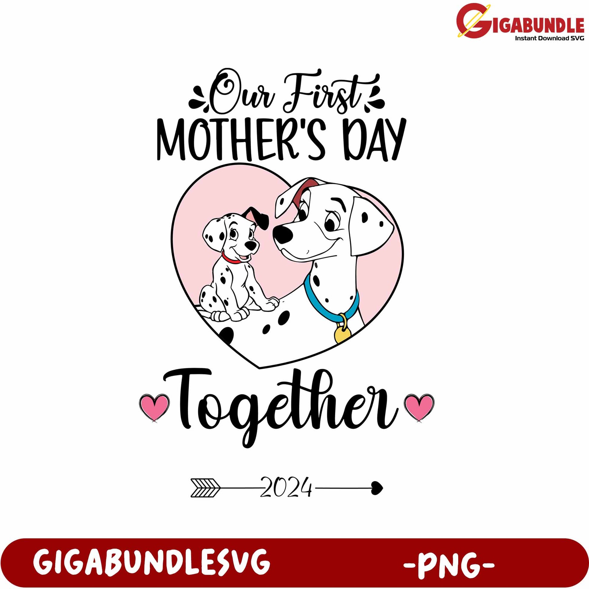 First Mother's Day Together Design with Cute Dogs - PNG