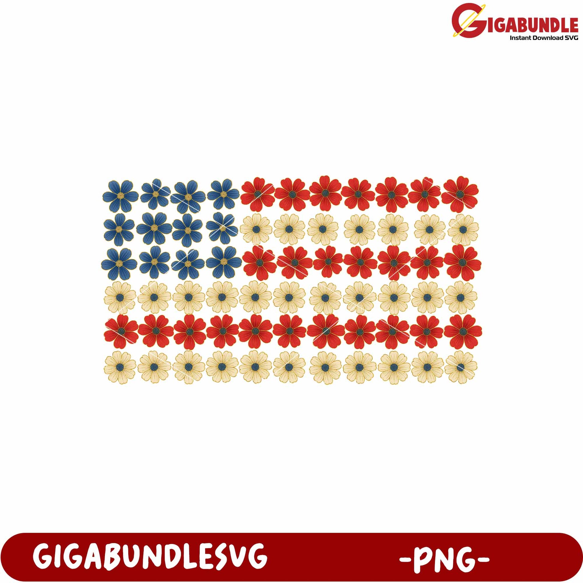 Flag flower png, american flag design png, floral patriotism png