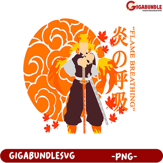 Flame Breathing Character Illustration Digital Download PNG Art