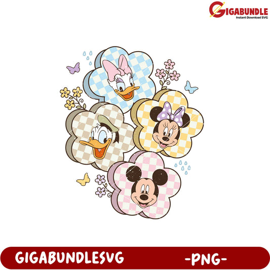 Floral Character Design Featuring Disney Friends PNG Image