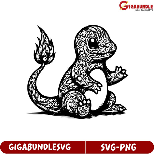Floral Design Cartoon Creature SVG for Craft Projects and Decor