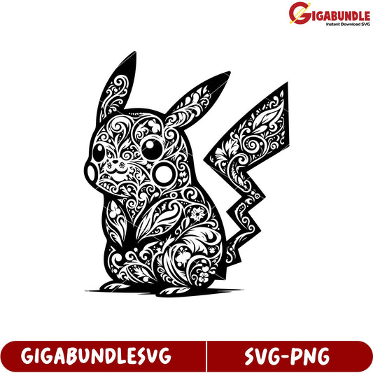 Floral Design Pikachu SVG File for Creative Projects and Crafts