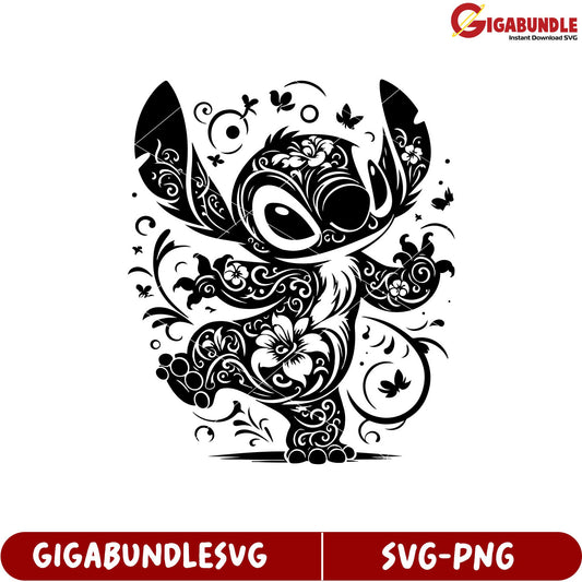 Floral Design SVG Art of Stylized Character for Creative Projects