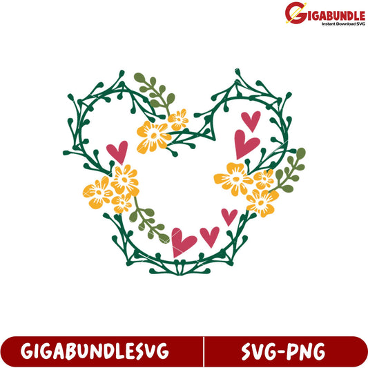 Floral Heart SVG Design for Crafts and DIY Projects Downloadable File