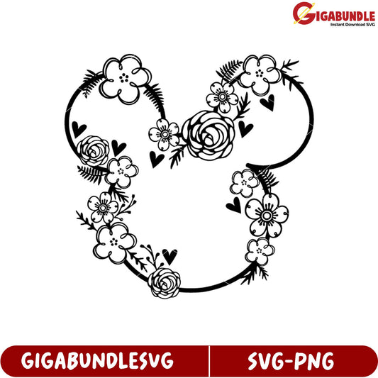 Floral Heart Shape SVG Design for Crafting and DIY Projects Download