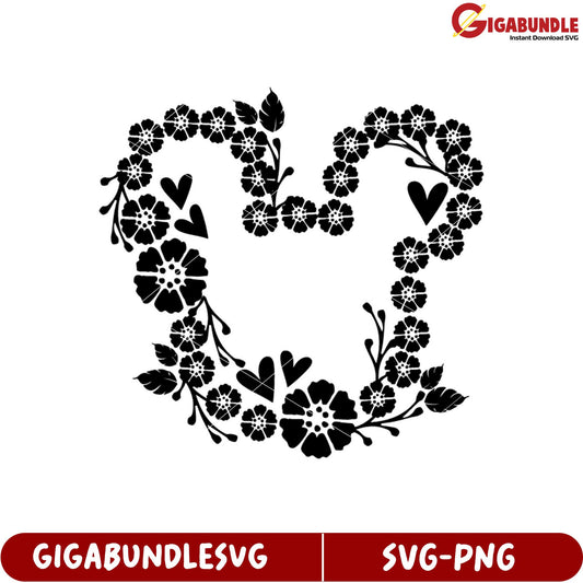 Floral Heart Shape SVG Design for Crafts and DIY Projects Download