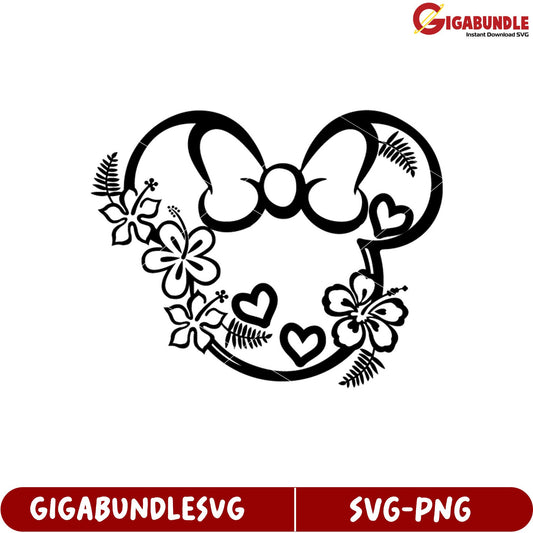 Floral Heart Shape with Bow SVG Design for Beautiful Crafts and Projects