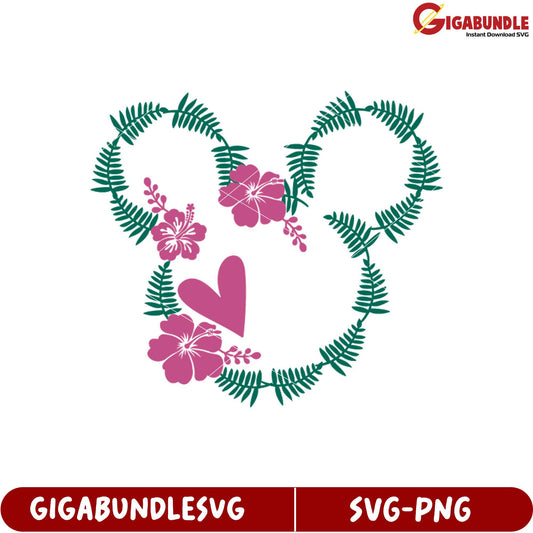 Floral Heart and Ferns SVG Design for Creative Projects and Crafts
