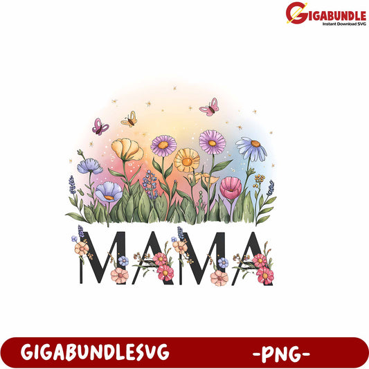 Floral Mama Design PNG Image for Mother's Day Celebrations