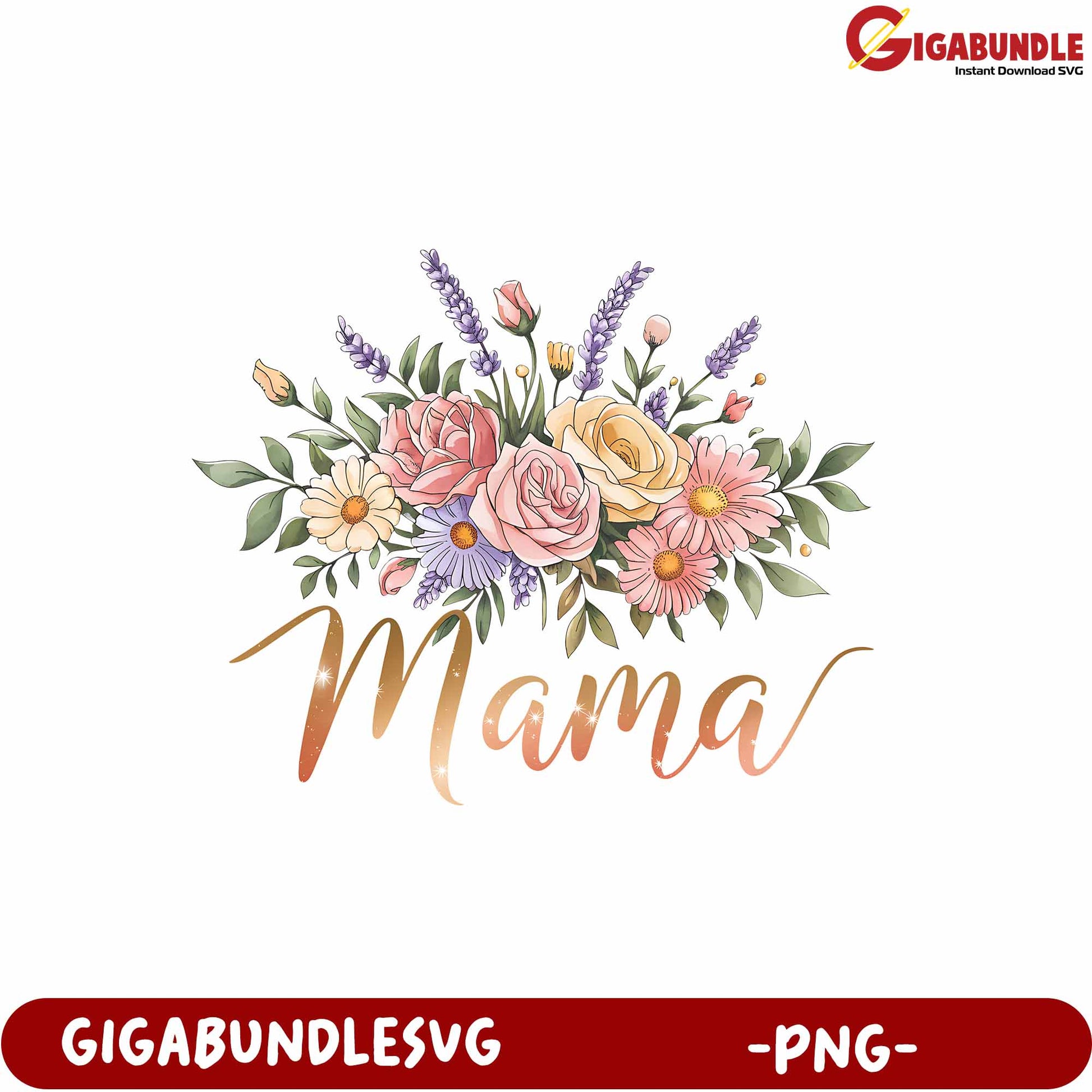 Floral Mama Design PNG for Mother's Day Gifts and Celebrations