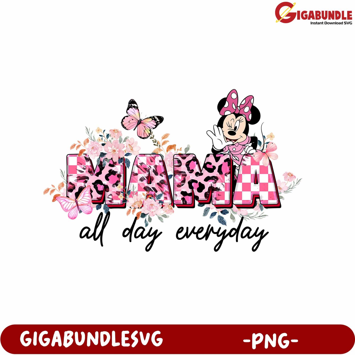 Floral Mama Design with Minnie Mouse PNG for Everyday Use