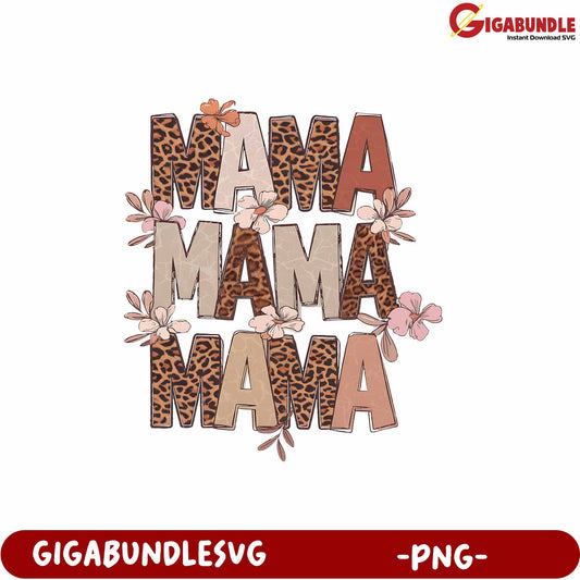 Floral Mama Lettering Design for Mother's Day PNG Downloadable Art