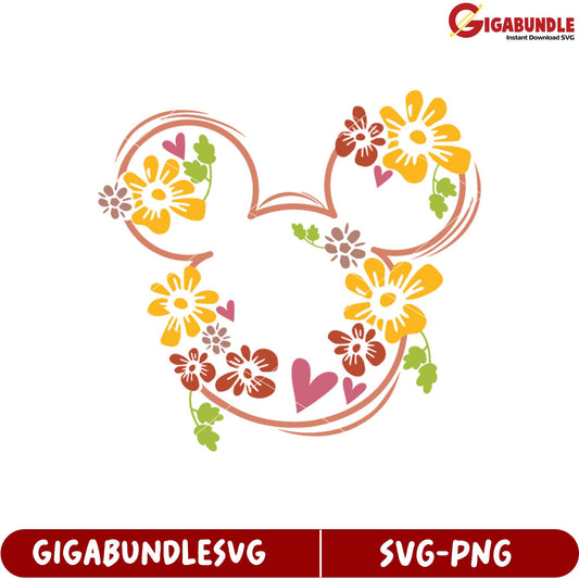 Floral Mickey Mouse Design SVG for Creative Crafting Projects
