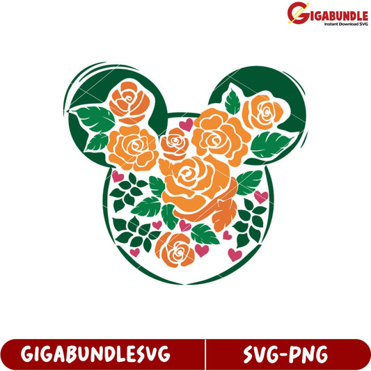 Floral Mickey Mouse Head SVG Design for Creative Craft Projects