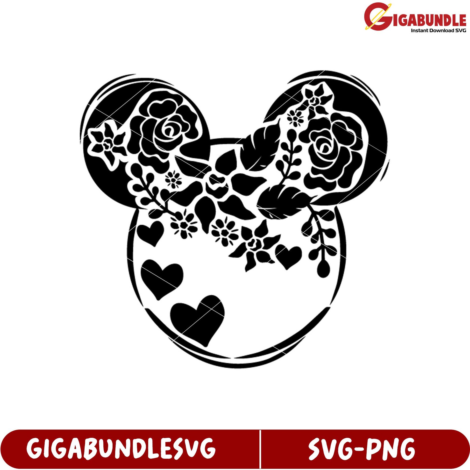Floral Mickey Mouse SVG Design for Crafts and Custom Projects