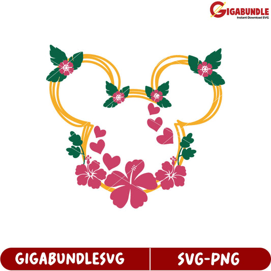 Floral Mickey Mouse SVG Design for Crafts and Personal Projects