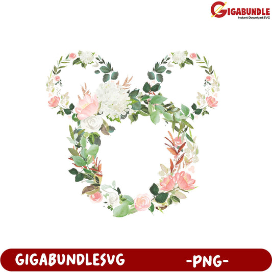 Floral Mickey Mouse Shape PNG for Creative Projects