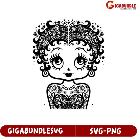 Floral Print Girl SVG Design for Creative Craft Projects and Printing