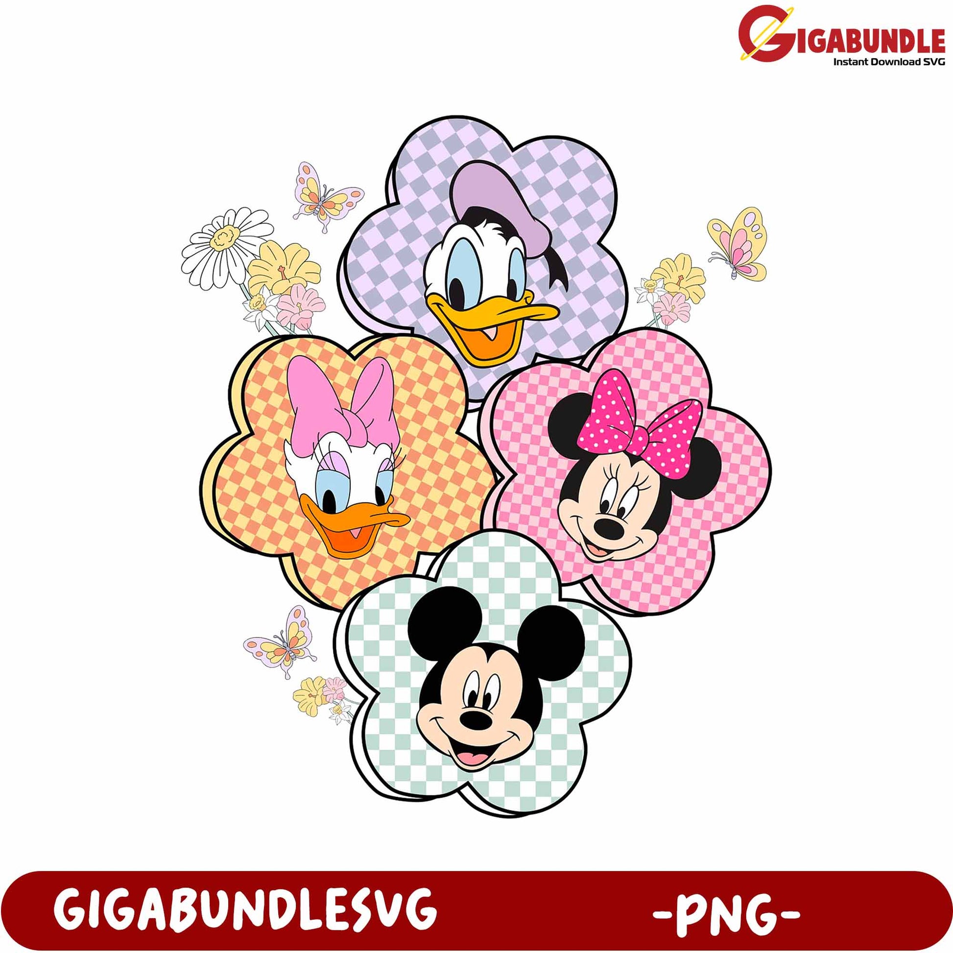 Flower-Inspired Disney Character PNG Clipart for Crafts
