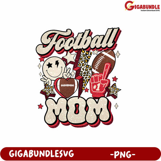 Football Mom Graphic Design with Cheer Elements in PNG Format