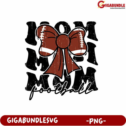 Football Mom Graphic with Bow PNG Design for Sports Lovers