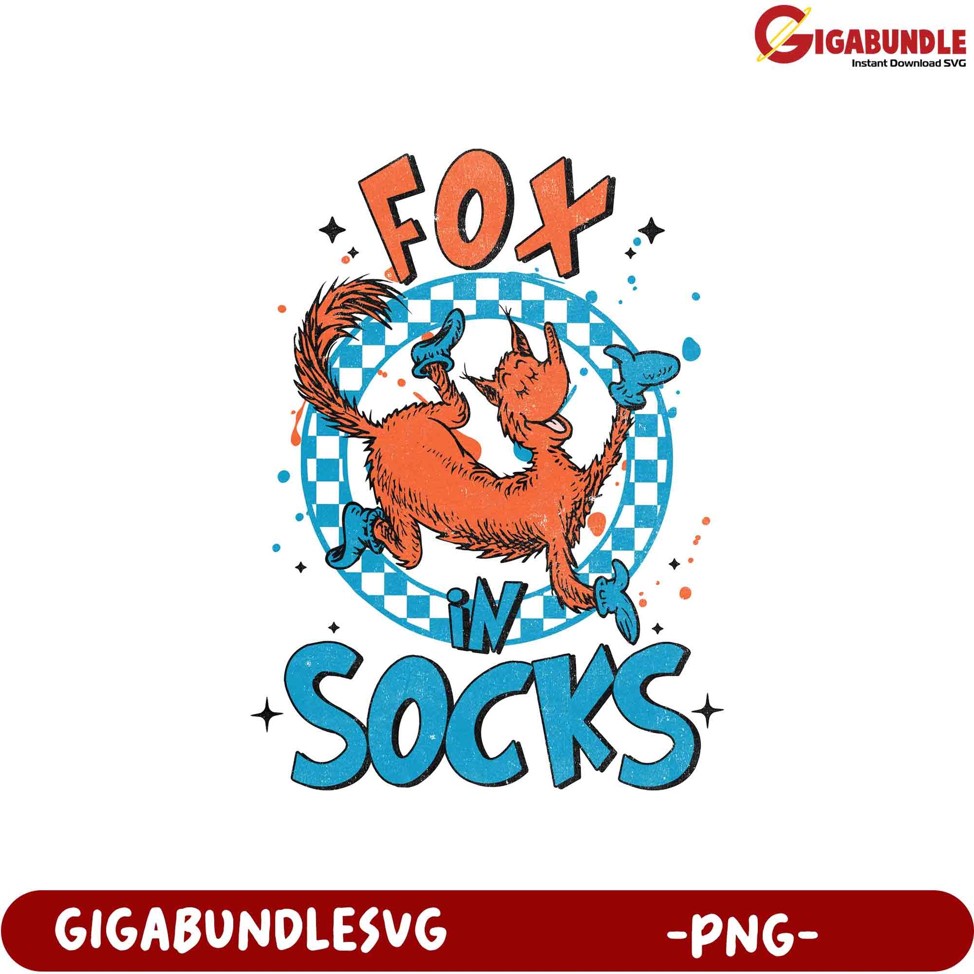 Fox in Socks PNG Sublimation Design