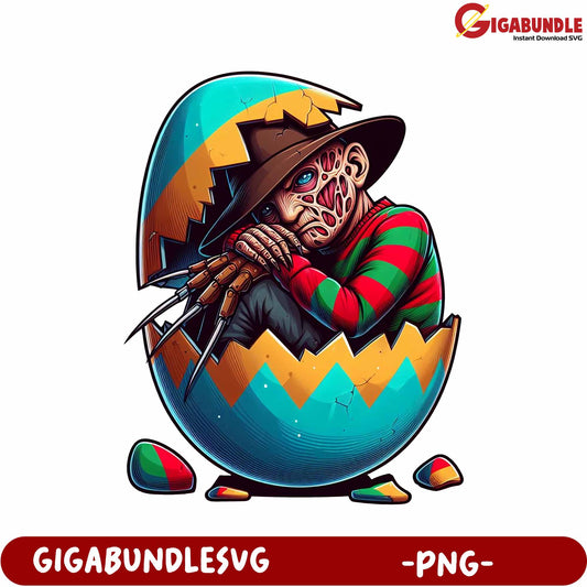 Freddy Krueger Egg Illustration - Spooky Horror PNG Design