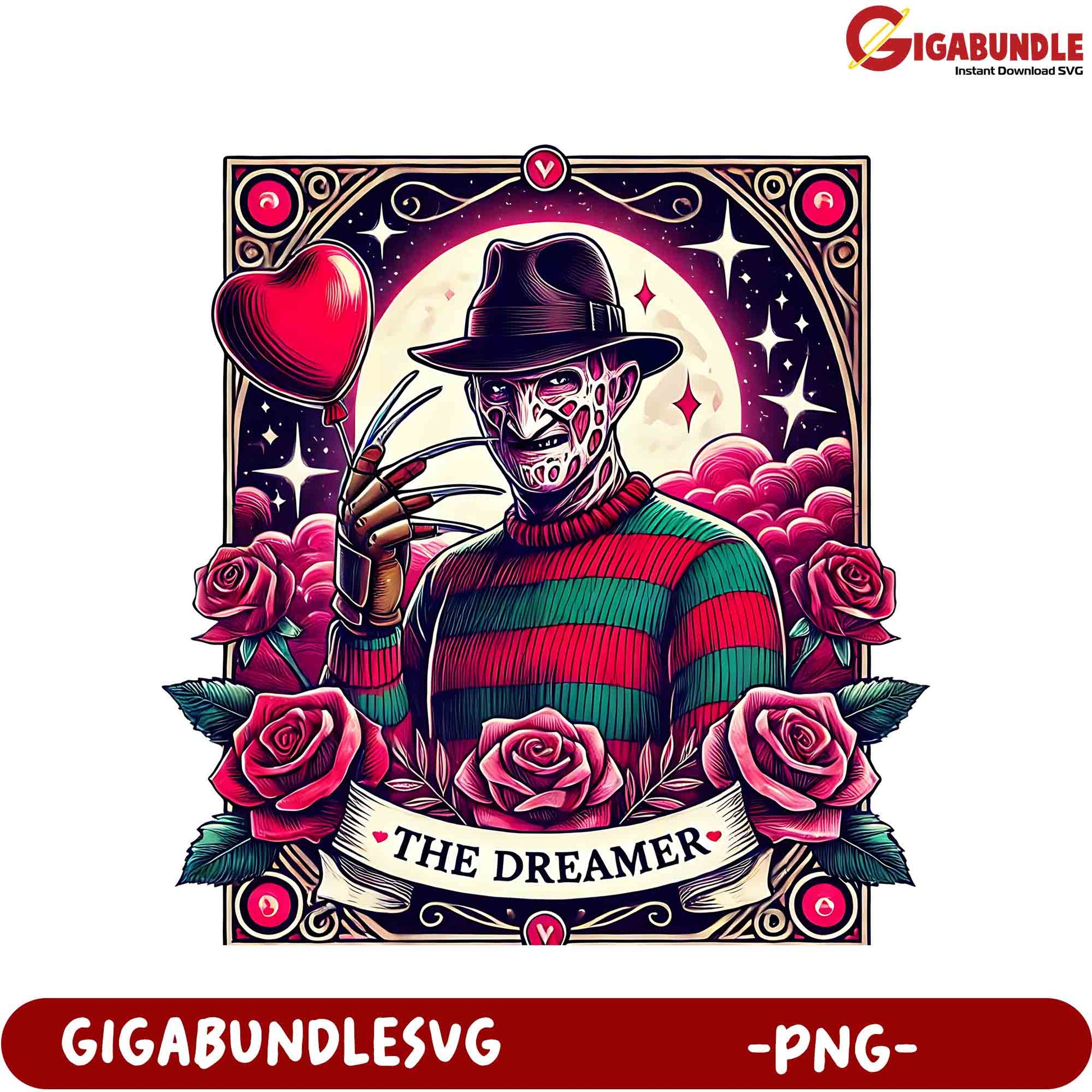 Freddy Krueger Inspired 'The Dreamer' PNG Art for Horror Fans