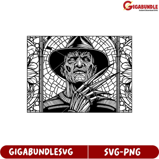 Freddy Krueger Stained Glass SVG Design for Crafting Projects