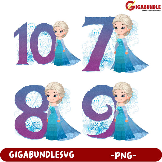 Frozen Character Number Bundle - PNG Format for Crafts