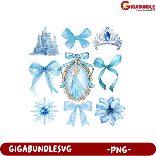 Frozen Themed Princess PNG Image Collection Blue Tones