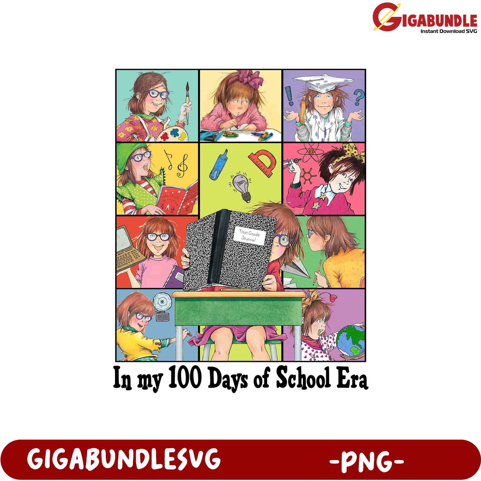 Fun 100 Days of School Era PNG Artwork for Kids