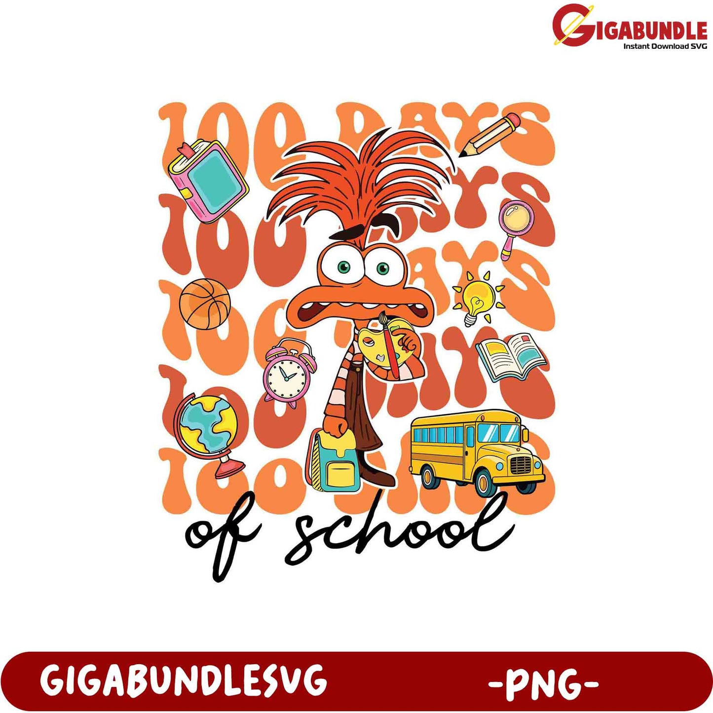 Fun 100 Days of School PNG Design for Celebrations