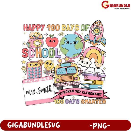 Fun 100 Days of School PNG Design for Kids