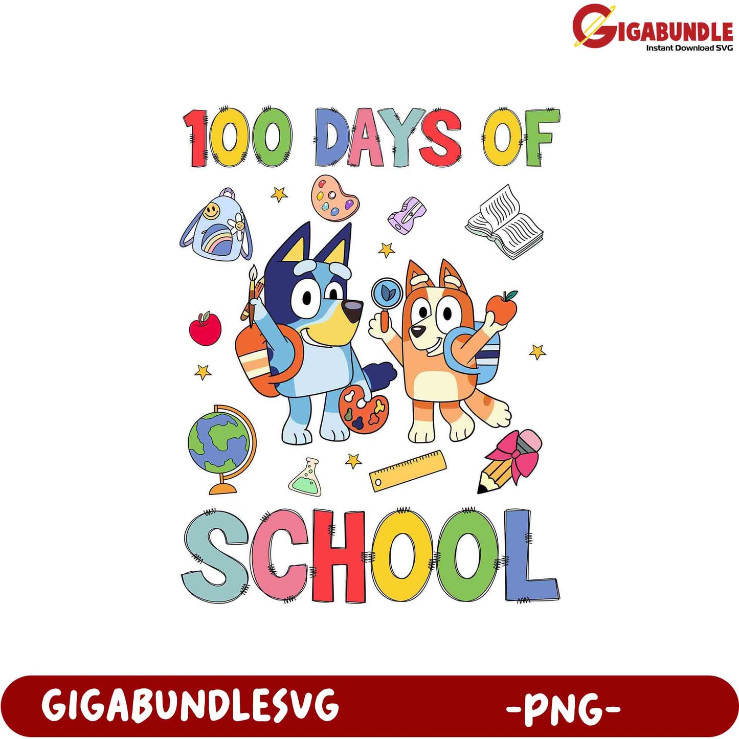 Fun 100 Days of School PNG Design for Kids' Celebrations