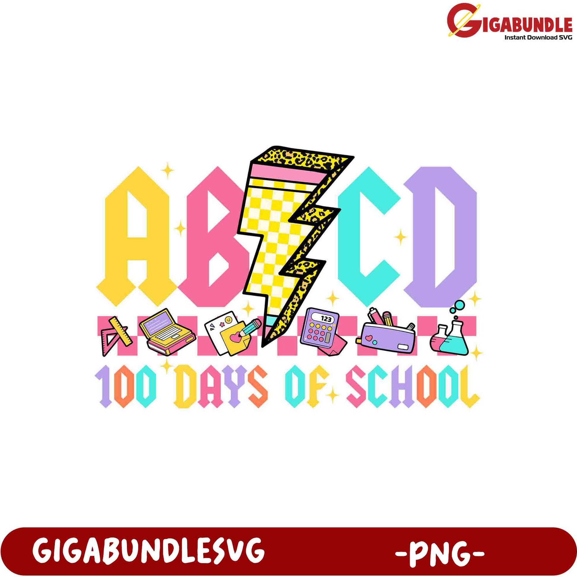 Fun 100 Days of School PNG Graphic for Kids' Projects