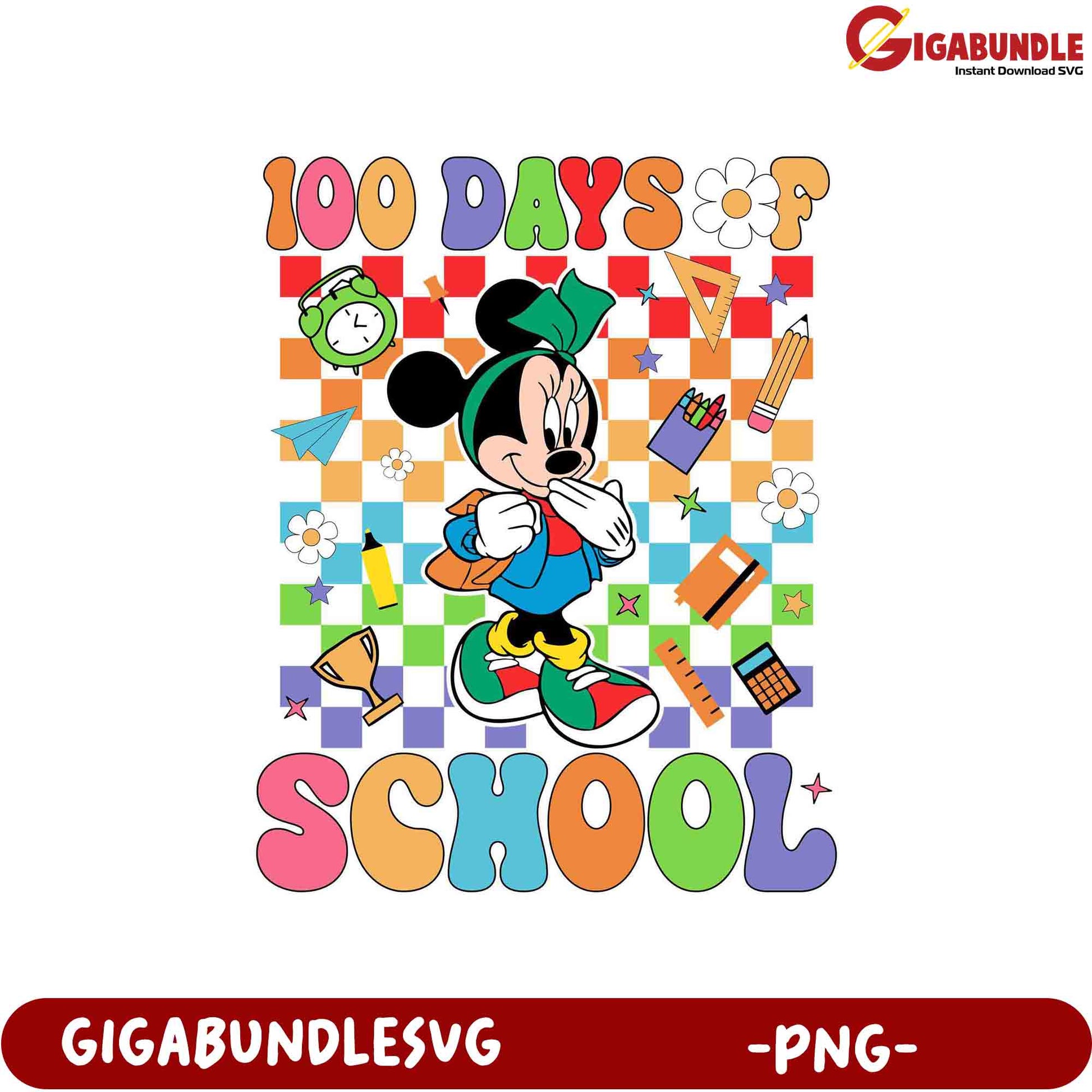 Fun 100 Days of School PNG with Mickey Mouse Design