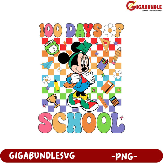 Fun 100 Days of School PNG with Mickey Mouse Design