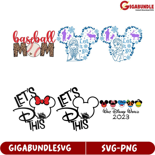 Fun Baseball Mom & Disney SVG Bundle for Crafting Projects