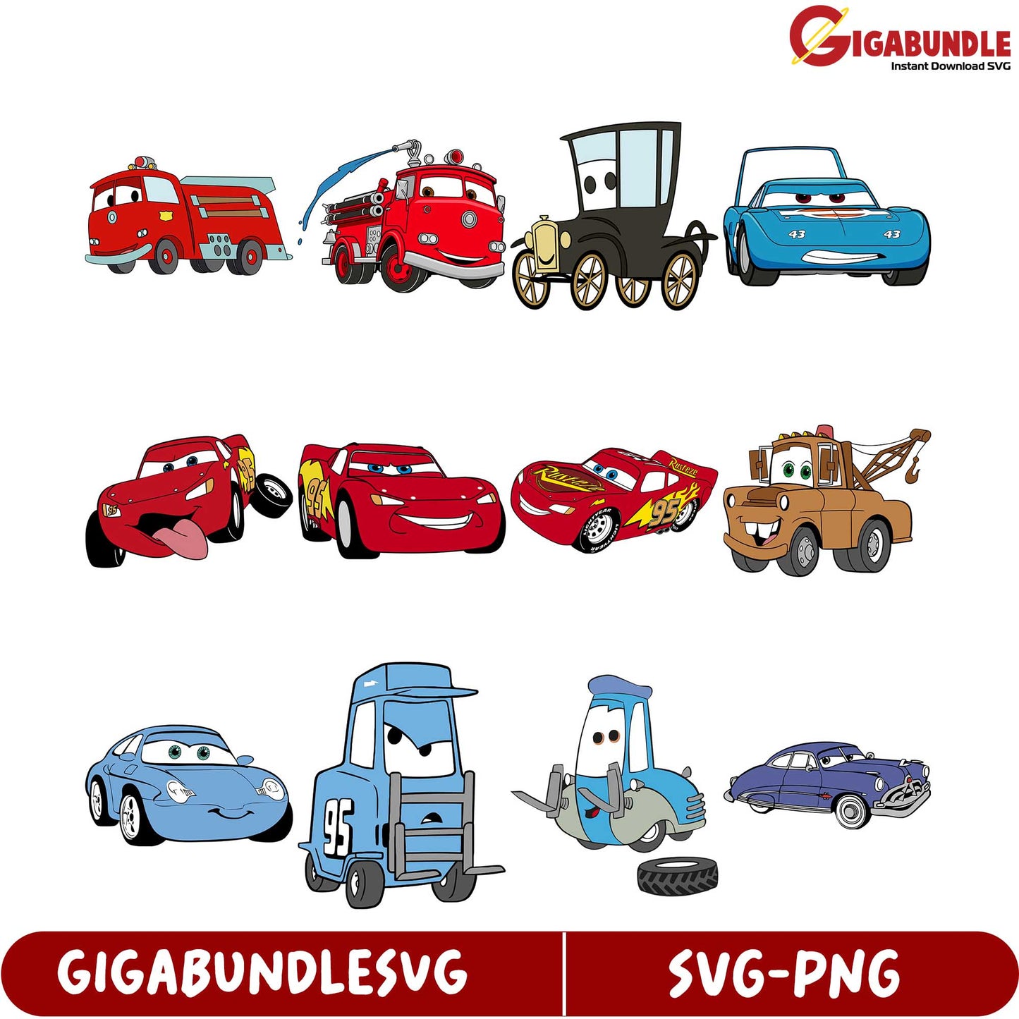 Fun Cartoon Cars SVG Bundle Instant Download for Creative Projects