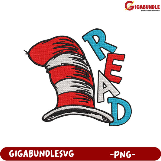 Fun Cat in the Hat 'Read' PNG Design for Kids' Activities