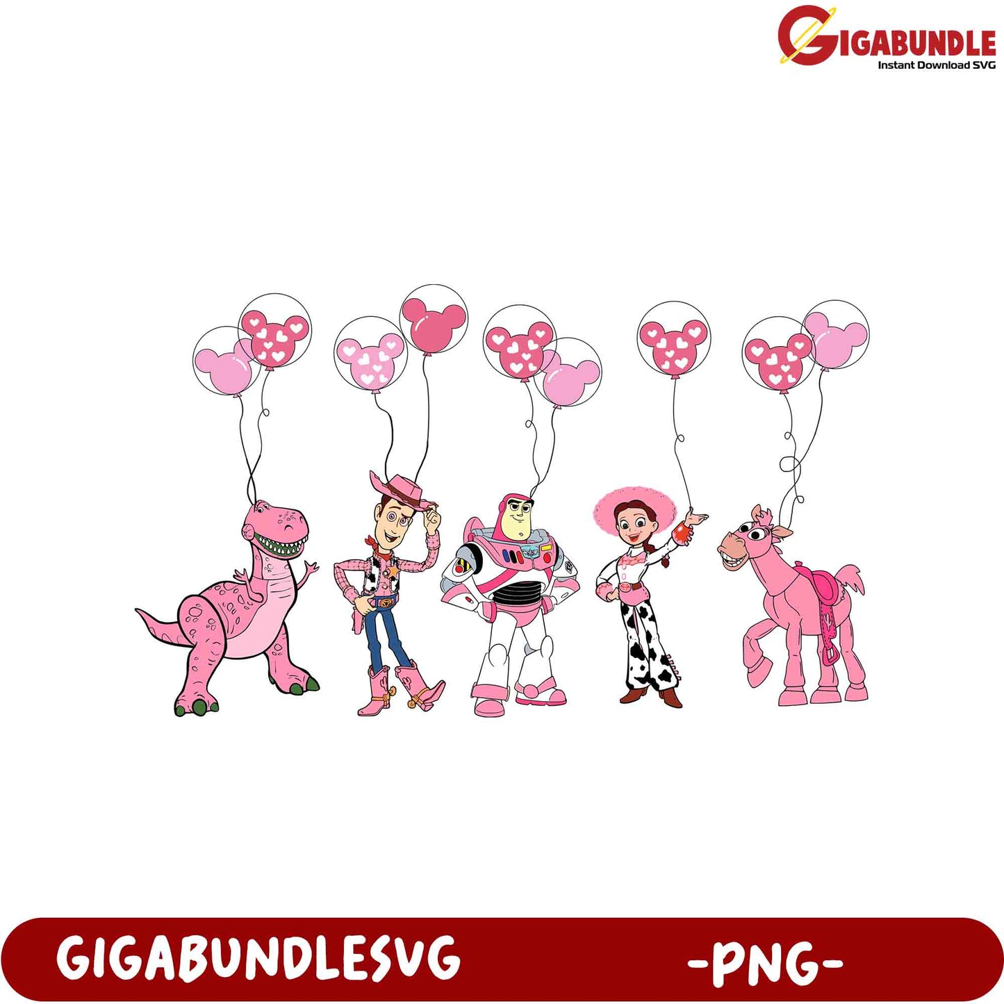 Fun Character Bundle with Balloons - PNG Instant Download SVG Art