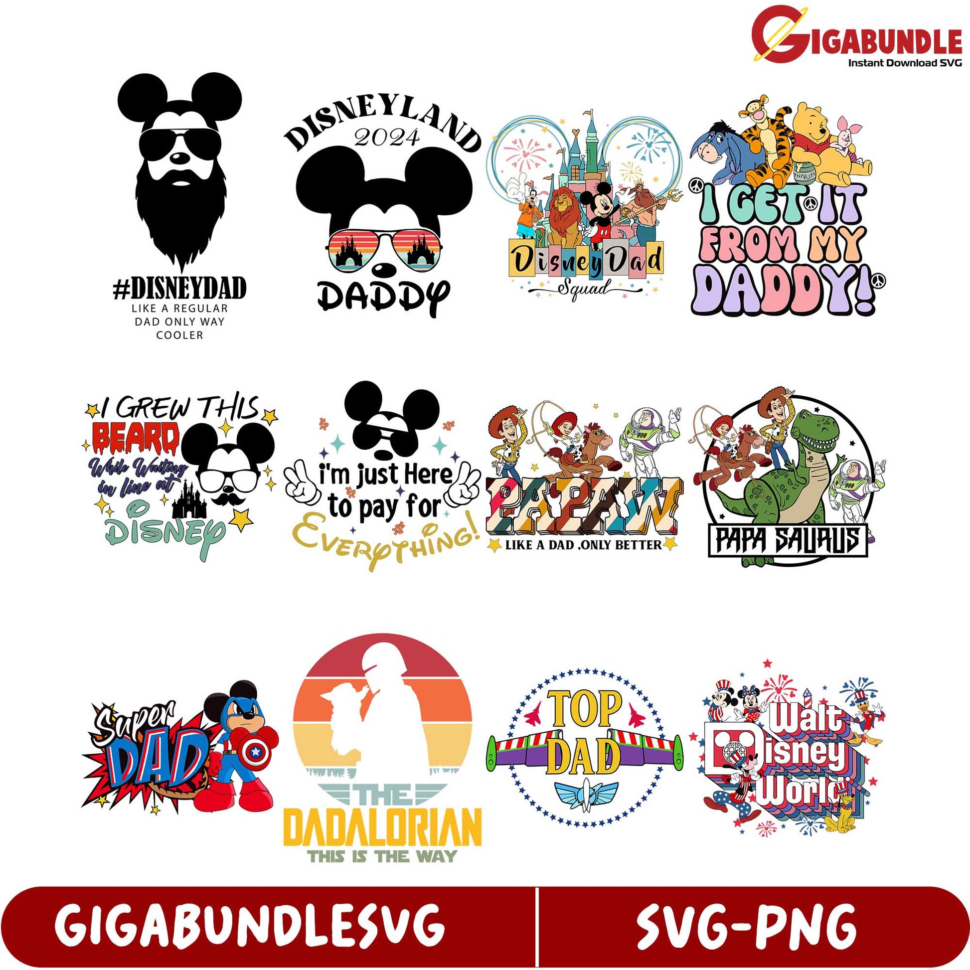 Fun Disney Dad SVG Bundle for Stylish Family Adventures 2024