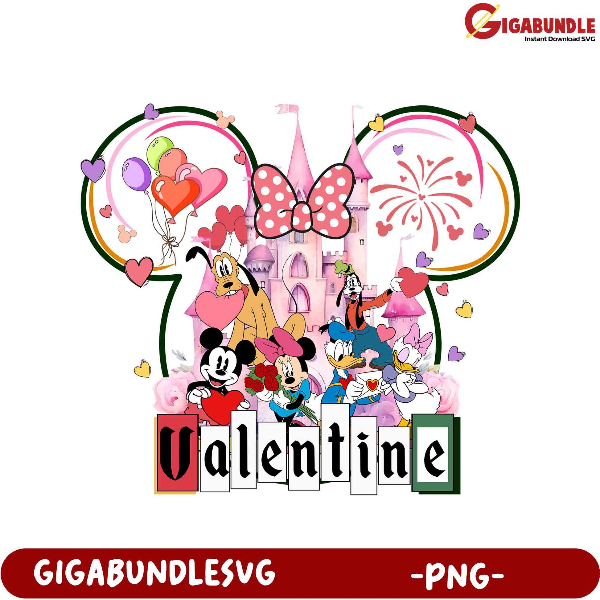 Fun Disney Valentine PNG Design with Mickey and Friends for Crafts