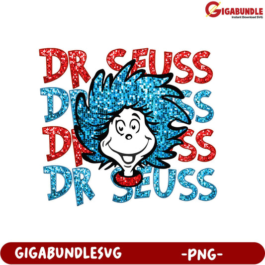 Fun Dr. Seuss Glitter PNG Design for Creative Projects