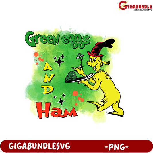 Fun Green Eggs and Ham PNG Design for Kids' Products